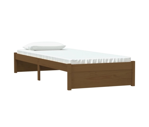 Estructura cama sin colchón madera maciza marrón miel 75x190 cm