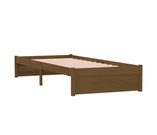 Estructura cama sin colchón madera maciza marrón miel 75x190 cm