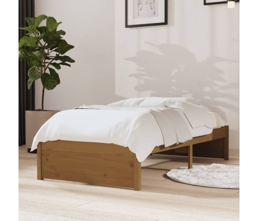 Estructura cama sin colchón madera maciza marrón miel 75x190 cm