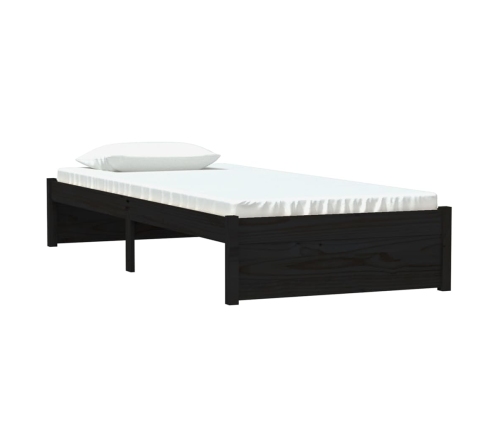 Estructura de cama sin colchón madera maciza negro 75x190 cm