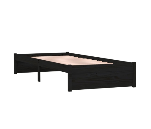 Estructura de cama sin colchón madera maciza negro 75x190 cm