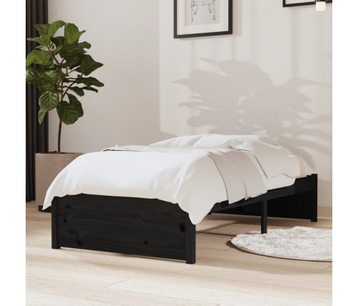 Estructura de cama sin colchón madera maciza negro 75x190 cm