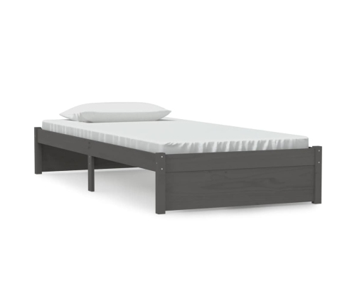 Estructura de cama individual madera maciza gris 90x190 cm