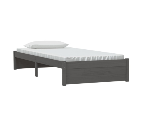 Estructura de cama individual madera maciza gris 90x190 cm