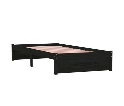 Estructura cama individual sin colchón madera negro 90x190 cm