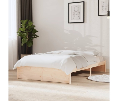 Estructura de cama doble sin colchón madera maciza 120x190 cm