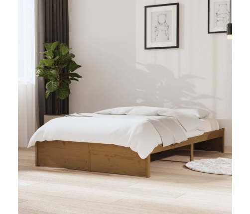 Estructura cama sin colchón madera maciza marrón miel 120x190cm