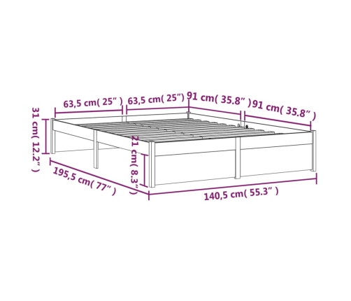 Estructura de cama doble sin colchón madera blanco 135x190 cm