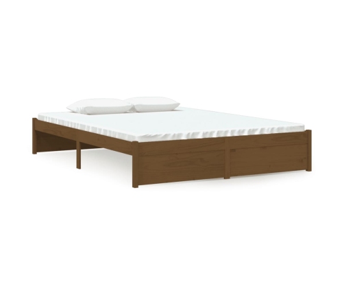 Estructura cama sin colchón madera maciza marrón miel 135x190cm