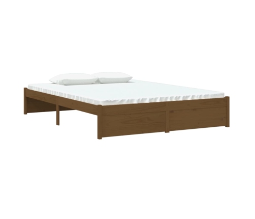 Estructura cama sin colchón madera maciza marrón miel 135x190cm