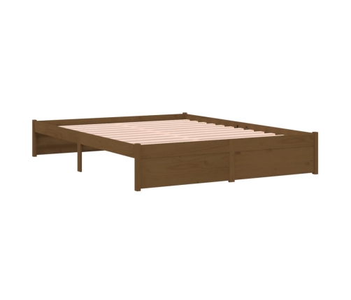 Estructura cama sin colchón madera maciza marrón miel 135x190cm