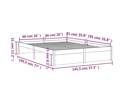 Estructura de cama sin colchón madera maciza blanco 140x190 cm