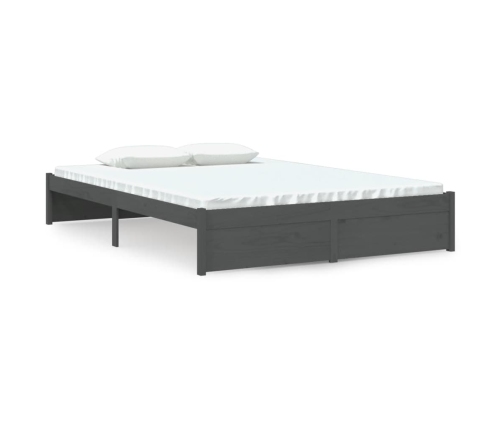 Estructura de cama sin colchón madera maciza gris 140x190 cm