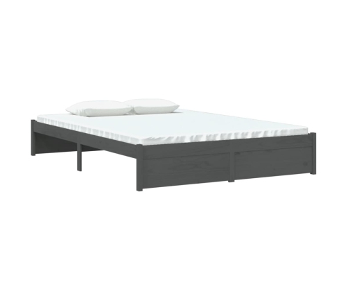 Estructura de cama sin colchón madera maciza gris 140x190 cm