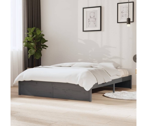 Estructura de cama sin colchón madera maciza gris 140x190 cm