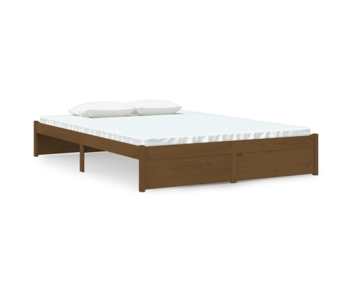 Estructura cama sin colchón madera maciza marrón miel 140x190cm