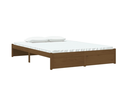 Estructura cama sin colchón madera maciza marrón miel 140x190cm