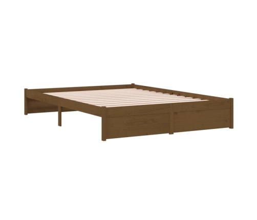 Estructura cama sin colchón madera maciza marrón miel 140x190cm