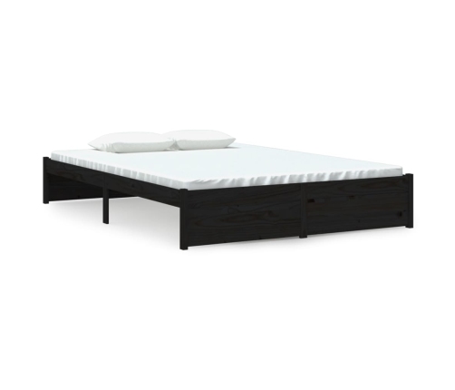 Estructura de cama sin colchón madera maciza negro 140x190 cm