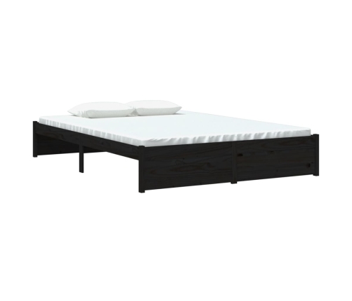 Estructura de cama sin colchón madera maciza negro 140x190 cm