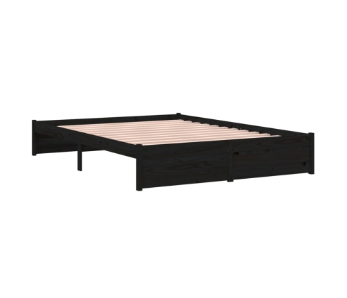 Estructura de cama sin colchón madera maciza negro 140x190 cm