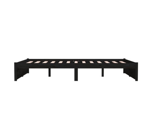 Estructura de cama sin colchón madera maciza negro 140x190 cm