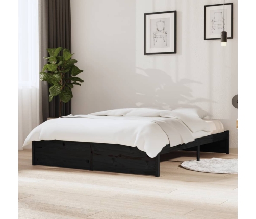 Estructura de cama sin colchón madera maciza negro 140x190 cm