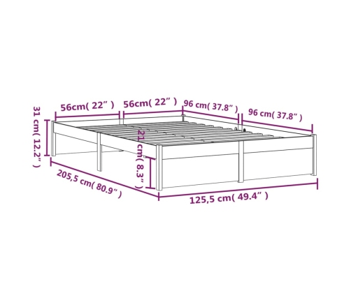 Estructura de cama sin colchón madera maciza 120x200 cm