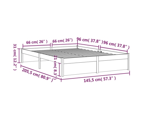 Estructura de cama sin colchón madera maciza 140x200 cm