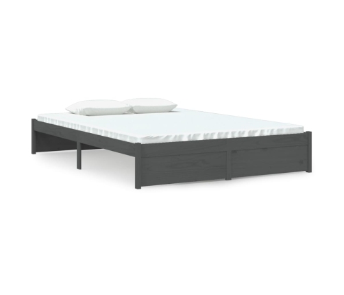 vidaXL Estructura de cama de madera maciza gris 140x200 cm