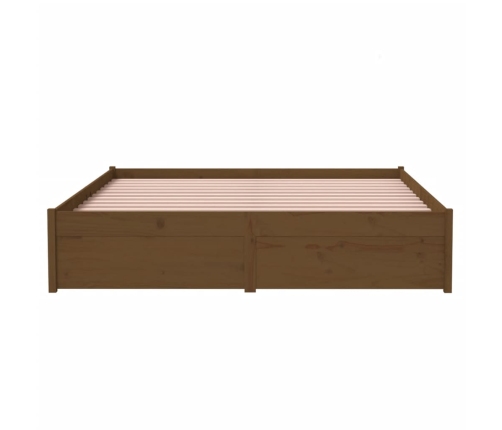 Estructura cama sin colchón madera maciza marrón miel 140x200cm