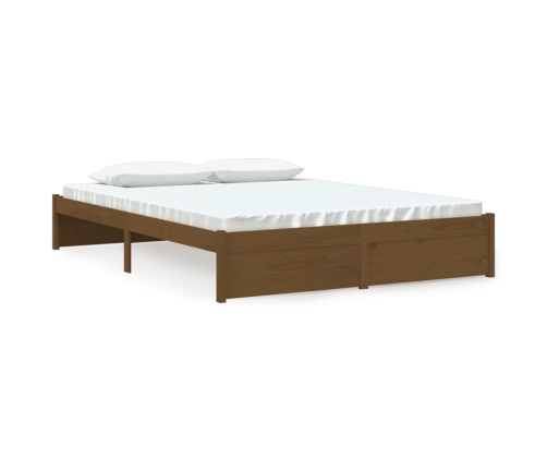 Estructura cama sin colchón madera maciza marrón miel 150x200cm