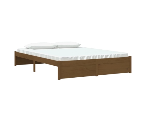 Estructura cama sin colchón madera maciza marrón miel 150x200cm