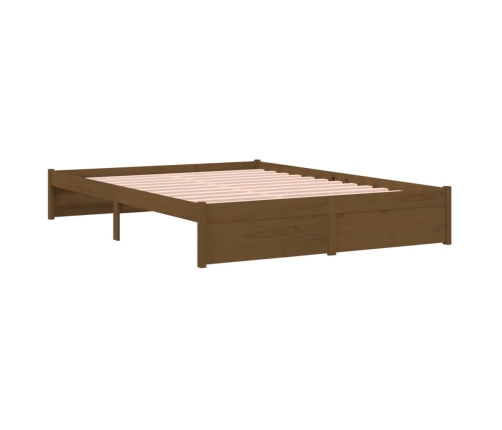 Estructura cama sin colchón madera maciza marrón miel 150x200cm