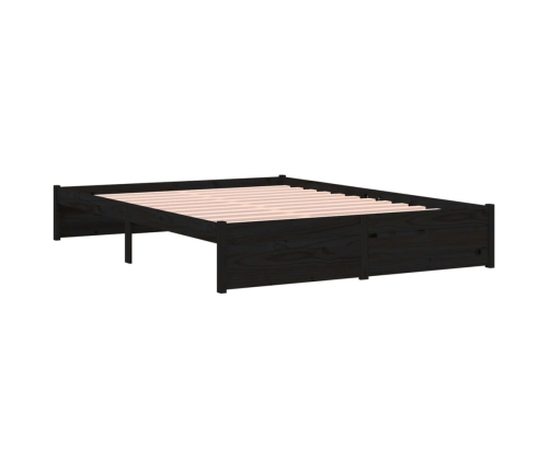 Estructura de cama doble sin colchón madera negro 150x200 cm