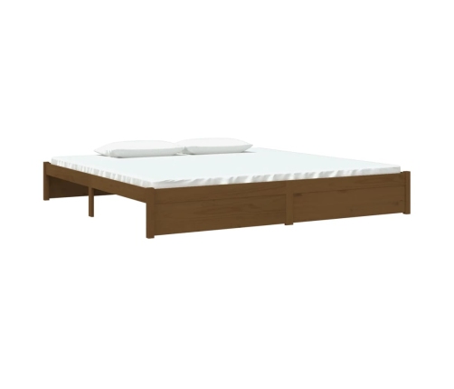 Estructura cama sin colchón madera maciza marrón miel 200x200cm