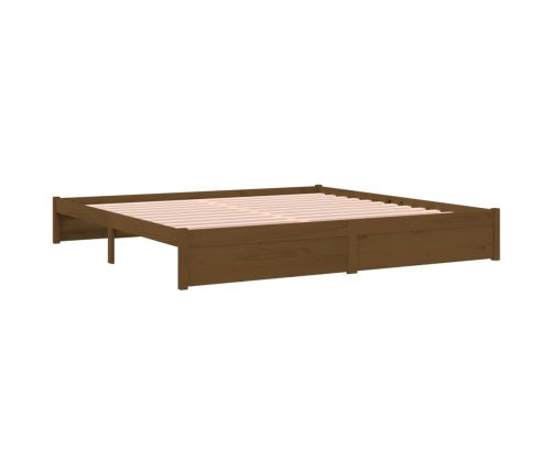 Estructura cama sin colchón madera maciza marrón miel 200x200cm