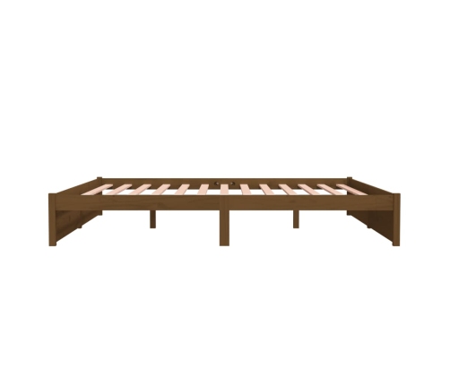 Estructura cama sin colchón madera maciza marrón miel 200x200cm