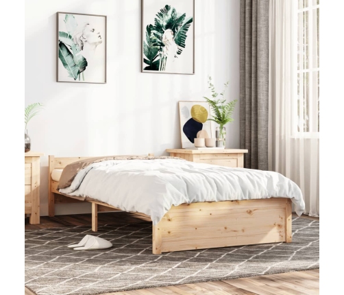 vidaXL Estructura de cama madera maciza 75x190 cm