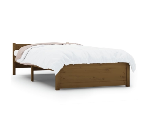 Estructura cama sin colchón madera maciza marrón miel 75x190 cm
