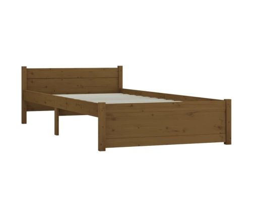 Estructura cama sin colchón madera maciza marrón miel 75x190 cm