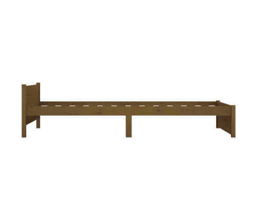 Estructura cama sin colchón madera maciza marrón miel 75x190 cm