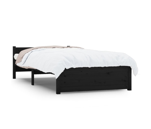 Estructura de cama sin colchón madera maciza negro 75x190 cm