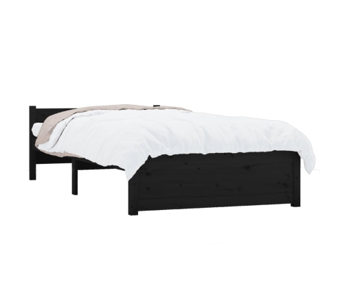 Estructura de cama sin colchón madera maciza negro 75x190 cm