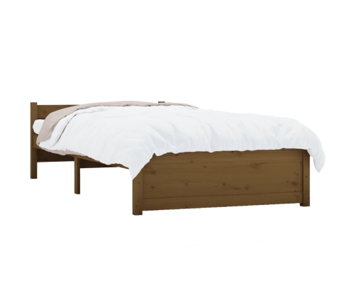 Estructura cama sin colchón madera maciza marrón miel 90x190 cm