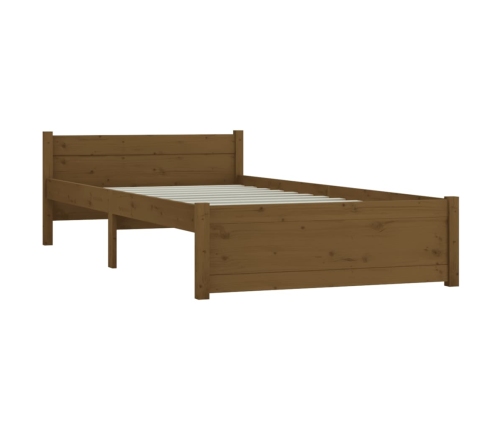 Estructura cama sin colchón madera maciza marrón miel 90x190 cm