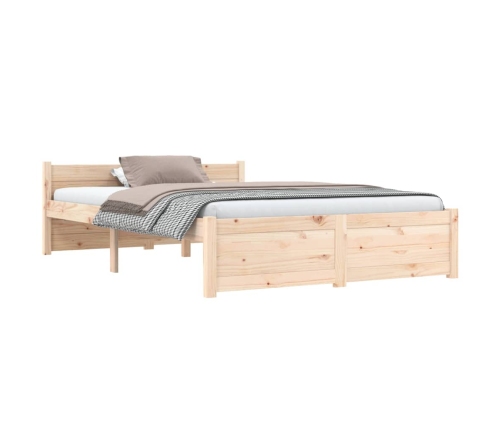 Estructura de cama doble sin colchón madera maciza 135x190 cm