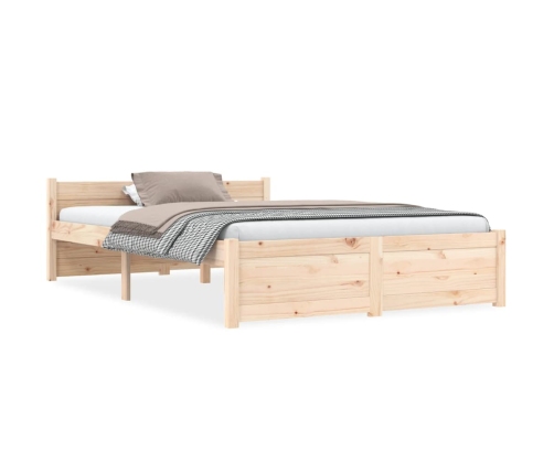 Estructura de cama doble sin colchón madera maciza 135x190 cm