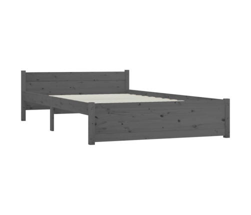 Estructura cama doble sin colchón madera maciza gris 135x190 cm