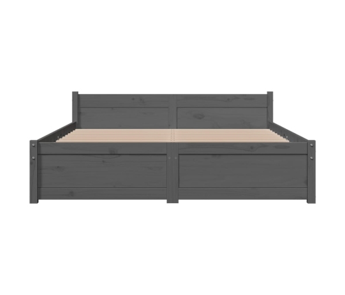 Estructura cama doble sin colchón madera maciza gris 135x190 cm